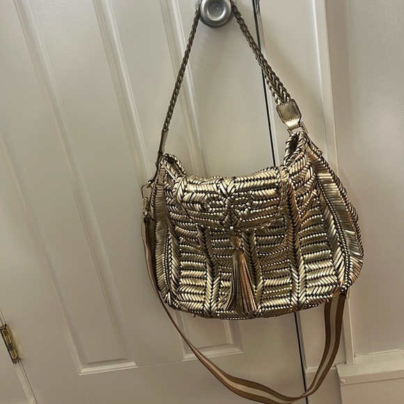 ANYA HINDMARCH woven metallic gold handbag - Picture 2 of 6